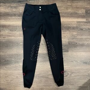 Black Women's Equestrian Breeches with Silicone Grip Panels